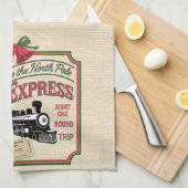 Zug Ticket nach Nordpol Weihnachten Geschirrtuch (Viertel Falte)