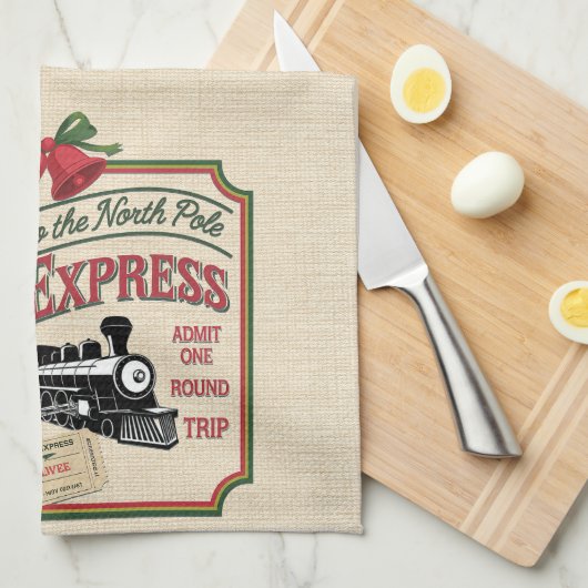 Zug Ticket nach Nordpol Weihnachten Geschirrtuch (Viertel Falte)