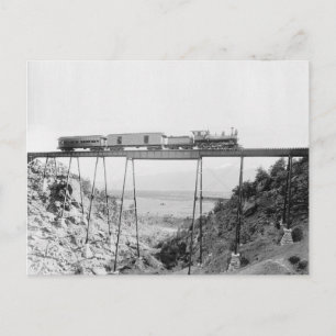Zug überquert hohe Brücke, 1890 Postkarte