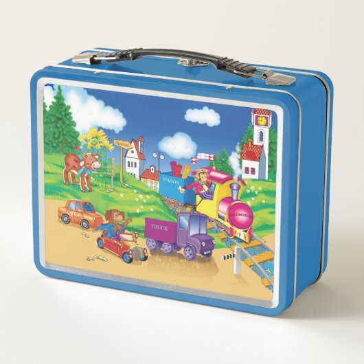 Zug und Auto für den Jungen Metall Brotdose (Rückseite)