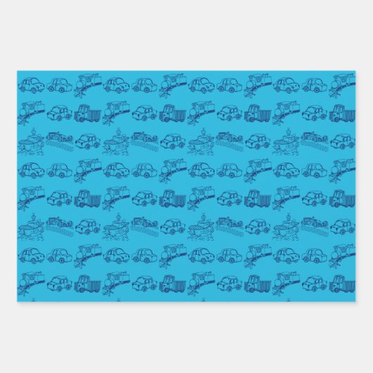 Zug und Auto Geschenkpapier Set (Vorderseite 2)