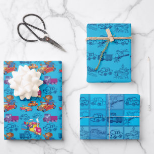 Zug und Auto Geschenkpapier Set