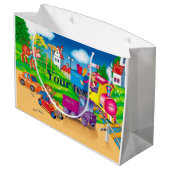 Zug und Auto Große Geschenktüte (Rückseite Schrägansicht)