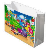 Zug und Auto Große Geschenktüte (Vorderseite Schrägansicht)