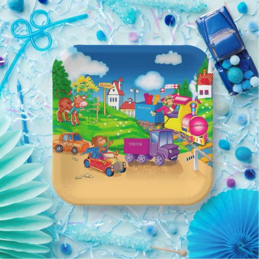 Zug und Auto Pappteller (Party)