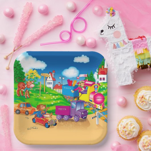 Zug und Auto Pappteller (Party)