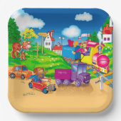 Zug und Auto Pappteller (Vorderseite)