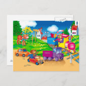 Zug und Auto Postkarte (Vorne/Hinten)