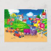 Zug und Auto Postkarte (Vorderseite)