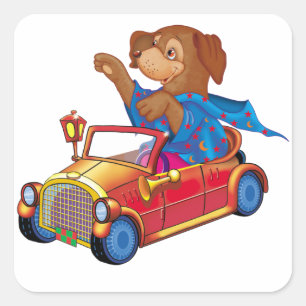 Zug und Auto Quadratischer Aufkleber