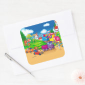 Zug und Auto Quadratischer Aufkleber (Umschlag)