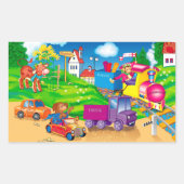 Zug und Auto Rechteckiger Aufkleber (Vorderseite)