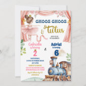 Zug und Ballerina Gemeinsamer Geburtstag Einladung (Vorderseite)