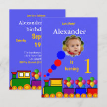 Zug und Ballon Einladung zum 1. Foto