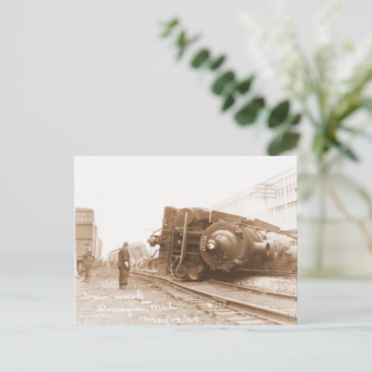 Zug Wreck 1929 Postkarte (Stehend Vorderseite)