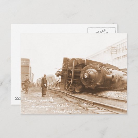 Zug Wreck 1929 Postkarte (Vorne/Hinten)