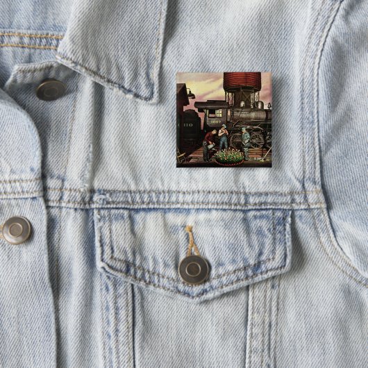 Zug-Yard-Blumen-Garten durch Stevan Dohanos Button (Beispiel)