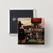 Zug-Yard-Blumen-Garten durch Stevan Dohanos Button (Vorne & Hinten)