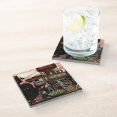 Zug-Yard-Blumen-Garten durch Stevan Dohanos Glasuntersetzer (Schrägansicht)