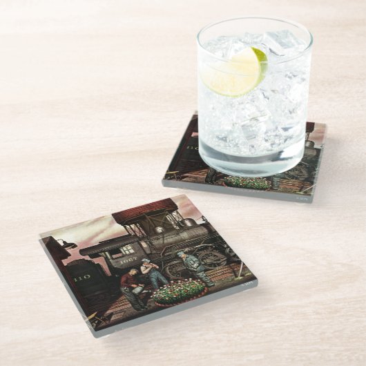 Zug-Yard-Blumen-Garten durch Stevan Dohanos Glasuntersetzer (Schrägansicht)