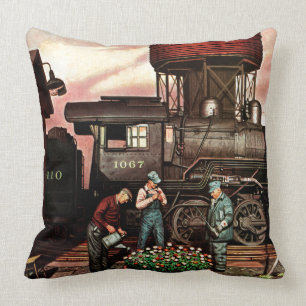 Zug-Yard-Blumen-Garten durch Stevan Dohanos Kissen