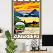 Zug, Zegerberg, Schweiz, Vintag Poster (Heimbüro)