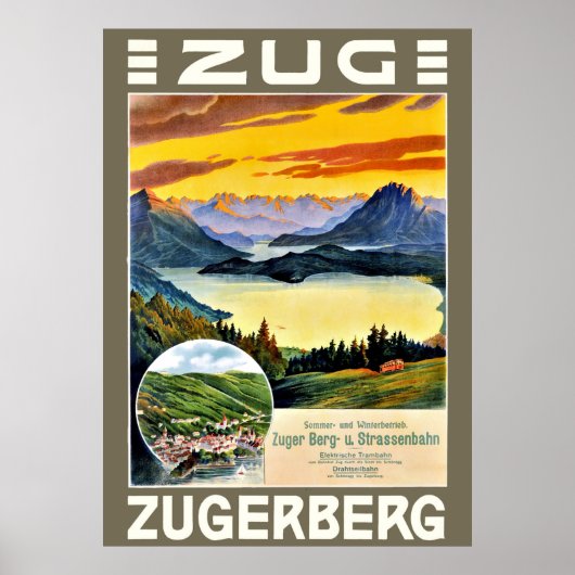 Zug, Zegerberg, Schweiz, Vintag Poster (Vorne)