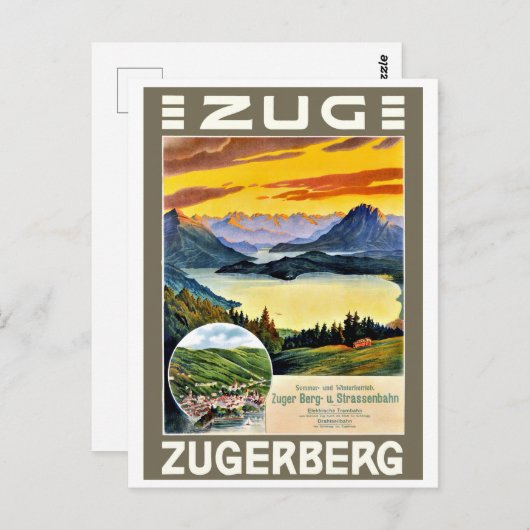Zug, Zegerberg, Schweiz, Vintag Postkarte (Vorne/Hinten)