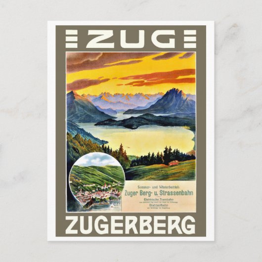 Zug, Zegerberg, Schweiz, Vintag Postkarte (Vorderseite)