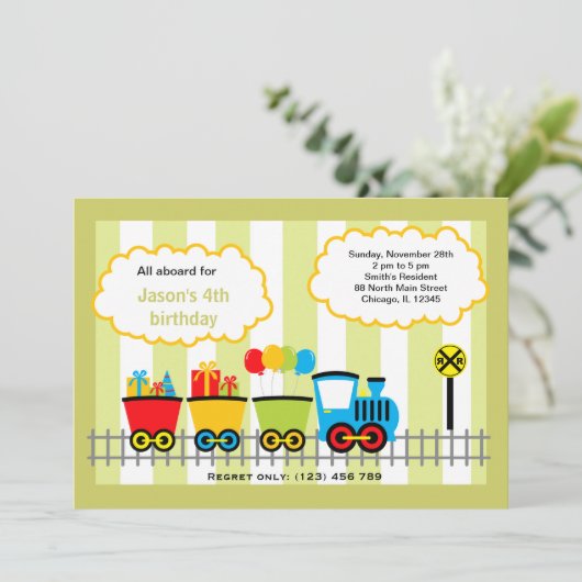 Zug zum Geburtstag Einladung (Stehend Vorderseite)