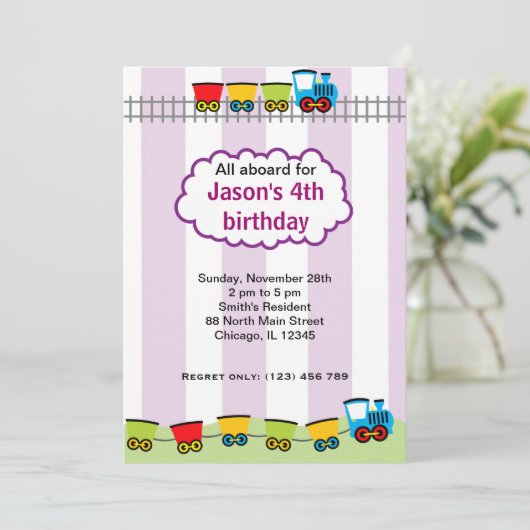 Zug zum Geburtstag Einladung (Stehend Vorderseite)