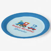 Zug zum Geburtstag Pappteller (Schrägansicht)