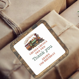 Zug Zweite 2. Geburtstag Party Chugga Chugga Zwei Quadratischer Aufkleber