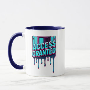 Zugang gewährt   Retro-Tech & Cybersicherheit Disk Tasse