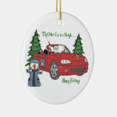 Zugang-Sankt Pferdeschlitten-Rot Keramik Ornament (Rechts)