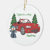 Zugang-Sankt Pferdeschlitten-Rot Keramik Ornament (Links)