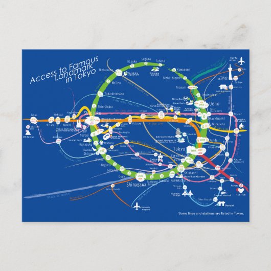 Zugang zur berühmten Sehenswürdigkeit in Tokio rev Postkarte (Vorderseite)