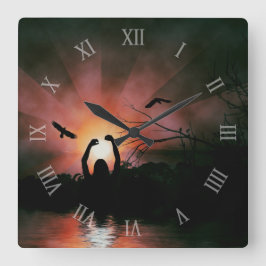 Zugang zur Uhr der Kunstmauer der Sun Silhouette