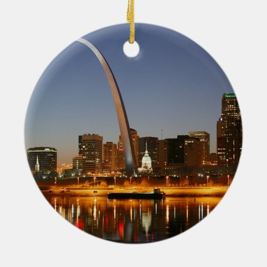 Zugangs-Bogen St. Louis Mississippi nachts Keramikornament (Hinten)