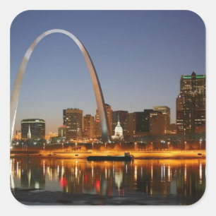 Zugangs-Bogen St. Louis Mississippi nachts Quadratischer Aufkleber