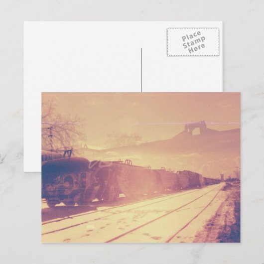 Zugbahnhof Postkarte (Vorne/Hinten)