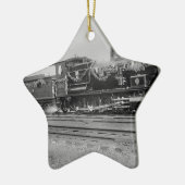 ZugdampflokomotivMotoralte Bahneisenbahn Keramikornament (Links)
