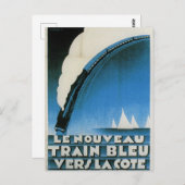Züge Bleu Cote D'Azur Französisch Art Deco Reisen Postkarte (Vorne/Hinten)