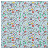 Züge Busbahnstrecke Autos auf blass   Stoff (Muster)