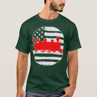 Züge Eisenbahn Amerika Flagge 4. Juli T-Shirt