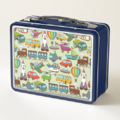 Züge, Flugzeug, Automobile und Raketenstopp Metall Brotdose (Rückseite)