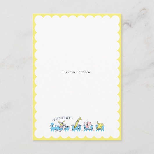 Züge für neutrale Tiere | Retro-Babydusche Begleitkarte (Vorderseite)