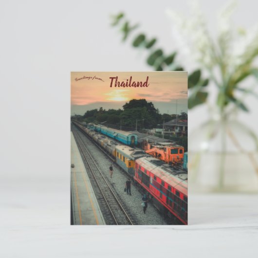 Züge in Chachoengsao Thailand Postkarte (Stehend Vorderseite)