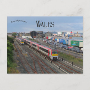 Züge in Holyhead Wales Postkarte