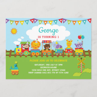 Züge Jungle Tiere 1. Geburtstag Safari Wild One Einladung